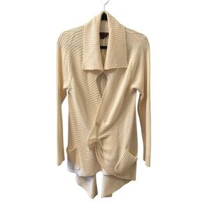 Simon Chang Cream Wool Blend Ribbed Sweater Size Medium